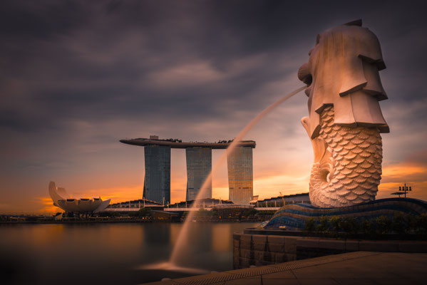 Merlion im Sonnenaufgang