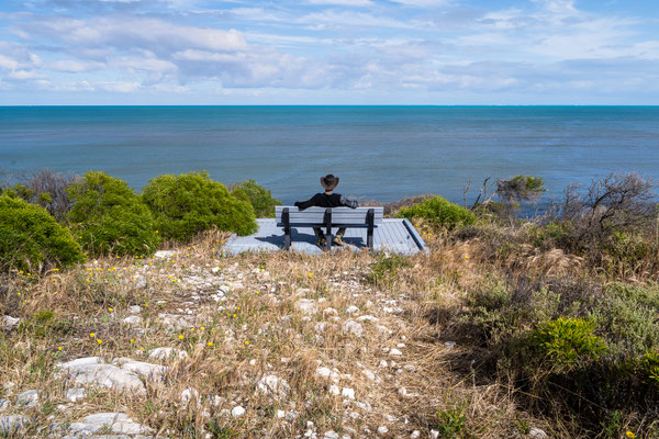 Cliff Head Campgrlund, Arrowsmith - Aussicht über den Ozean beim Lookout