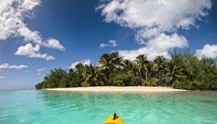Kanufahrt in der Lagune von Aitutaki - Angarei Island