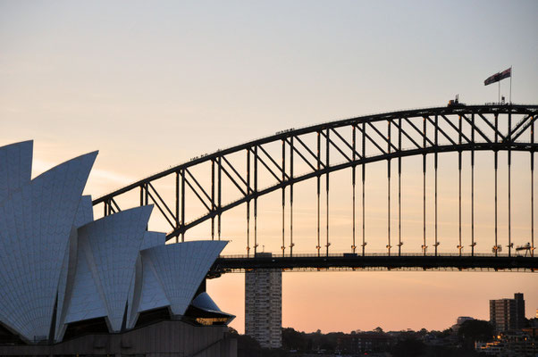 Opara und Harbour Bridge vom Botanischen Garten aus