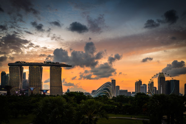 Marina Barrage - Aussicht zur City - Sonnenuntergang