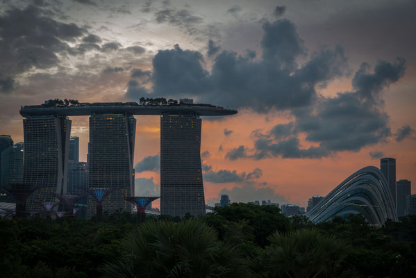 Marina Barrage - Aussicht zur City - Sonnenuntergang
