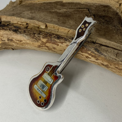 "Gibson Les Paul" Anstecknadel aus Silber und Emaille 