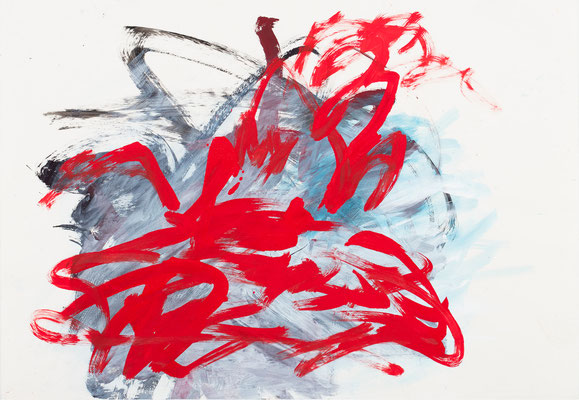 Zeichen, Serie III, 2, 2024, Pigmente, Acryl auf Papier, 70x100cm