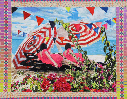 "Greeting Card From the Beach" 41.0 x 31.8cm Acrylic on cotton 