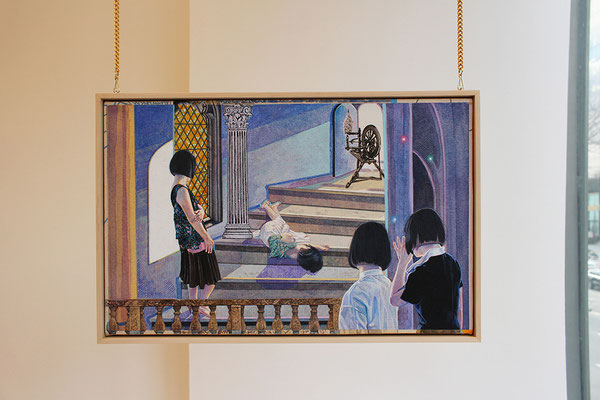 Because of you..." Series of Fairy Tale (Front) 29×45.5cm(11.5×18in)  Acrylic on Cotton / Wood, Plexiglass-mirror, Metallic-chain