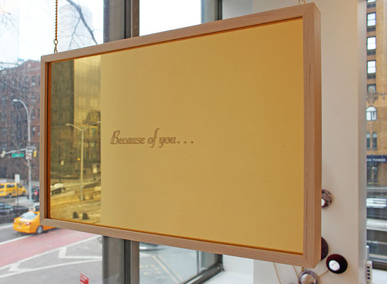 Because of you..." Series of Fairy Tale (Back) 29×45.5cm(11.5×18in)  Acrylic on Cotton / Wood, Plexiglass-mirror, Metallic-chain