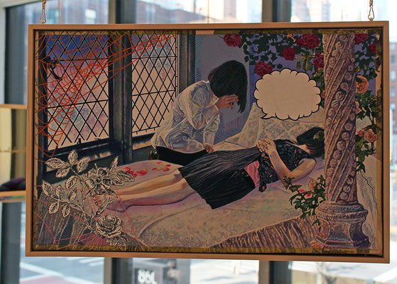 Let me tell you something...Series of Fairy Tale (Front) 29×45.5cm(11.5×18in)  Acrylic on Cotton / Wood, Plexiglass-mirror, Metallic-chain