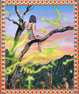 Greeting Card from the Mountain  45.5 x 38.0cm  Acrylic on cotton cloth