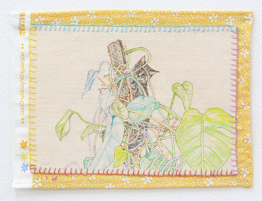  one day '21.9.14  Acrylic on cloth 15.5 x 21.0 cm  6.1 x 8.2 inch