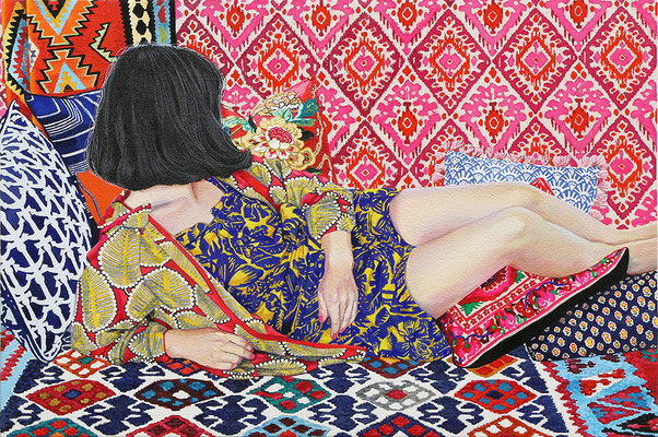 Camouflage#2 27.3 x 41cm Acrylic on cotton 