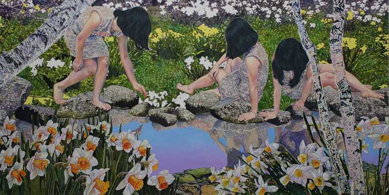  Pretending to be Narcissus  122×66cm  Acrylic on Cotton 2017