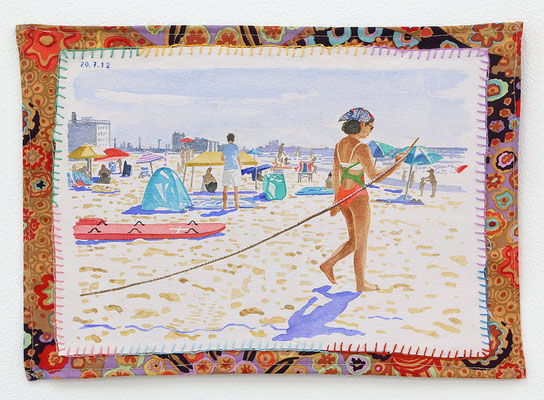  one day '20.7.12  Acrylic on cloth 22.5 x 31.5 cm   8.8 x 12.4 inch