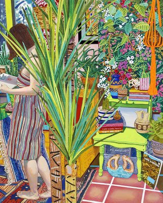 In the Mountain House for Summer Vacation 76.1×61.0cm Acrylic on Cotton 2018