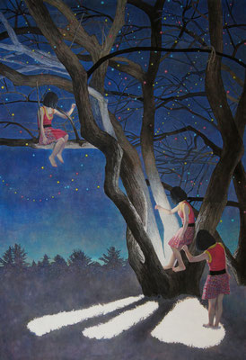 夜が明けるまで　　アクリル・綿布・パネル 　1120 x 1620mm / Until Dawn   Acrylic,cotton and panel