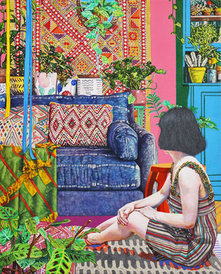 Ethnic Decor living room 50.8×40.6cm Acrylic on Cotton 2018