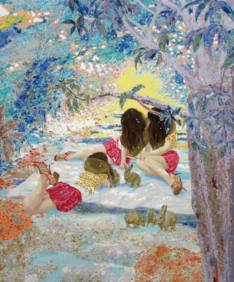 みんなみんなお友達　　　アクリル・油彩・綿布・パネル   606×727