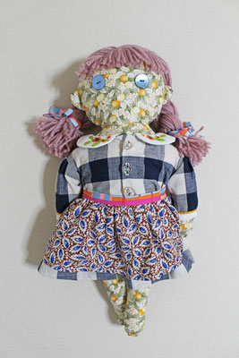 "Little Mama" Fabric, yarn, button 