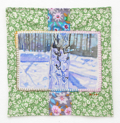  one day '21.1.07  Acrylic on cloth 24.0 x 23.3 cm  9.4 x 9.0 inch