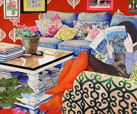 Where should I go　　アクリル・綿布・パネル 　455 x 380 mm / Where should I go   Acrylic,cotton and panel