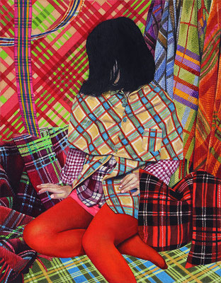 "Window Display - Check" 31.8 x 41.0cm Acrylic on cotton 