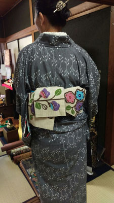 再値下げ　琉球紅型 正絹 小紋 紅型➕半幅帯、帯揚げ、帯締め 琉球紅型 正絹 小紋 紅型半幅帯、帯揚げ、帯締め