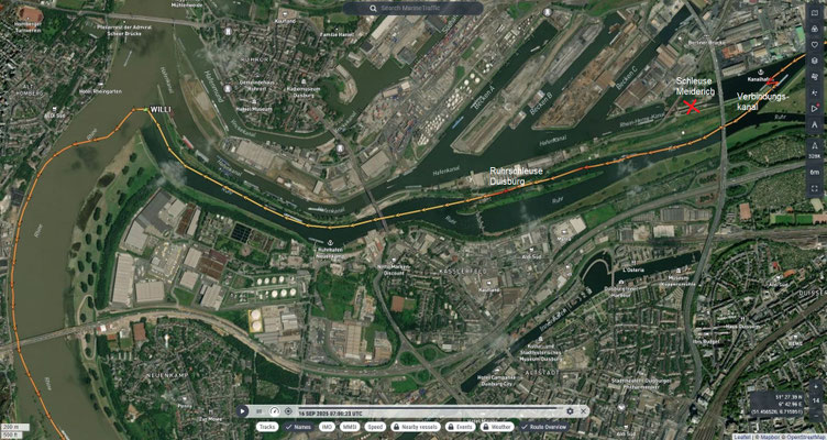 Rhein-Herne-Kanal - Verbindungskanal - Ruhrschleuse - Ruhr - Rhein (© MarineTraffic)