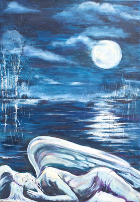 Schlafender Engel - 100 cm x 70 cm - Acryl auf Leinwand