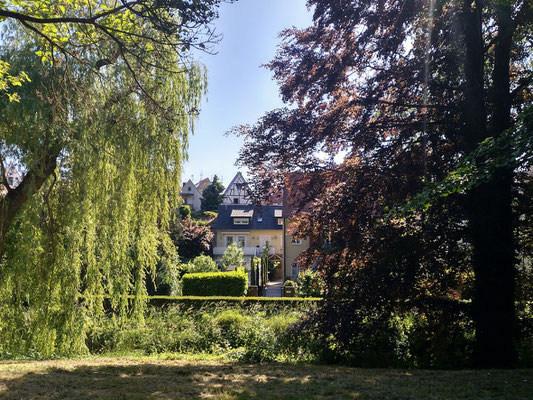 Blick von der Promenade auf eine Häuserzeile