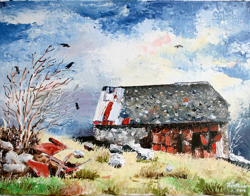 Buron vers la tuillère: huile sur toile : 35 cm x 27 cm