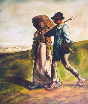 Jean François Millet (départ pour le travail) 55 cm x 46 cm: vendu