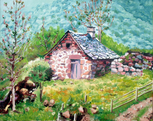 Buron route du pertus: huile sur toile: 41 cm x 33 cm