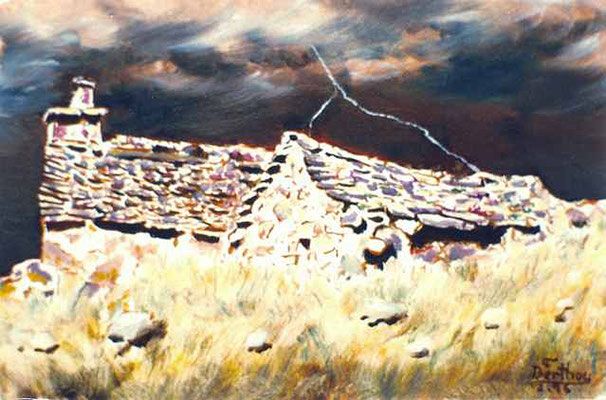 Buron sous le Puy Mary, huile sur toile: 41 cm x 33 cm