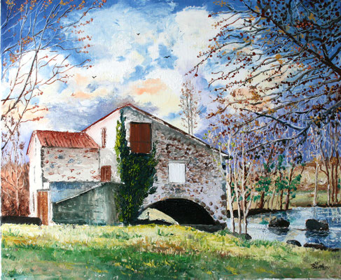 Moulin de Caillac, huile sur toile: 46 cm x 38 cm