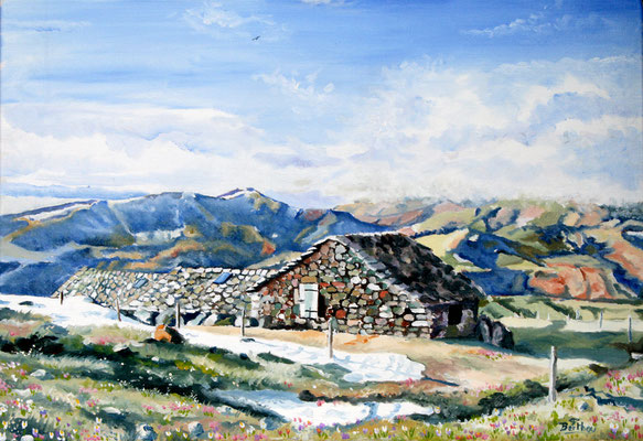 Buron de la Fumade Vielle 2: huile sur toile: 55 cm x 38 cm