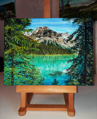Canada. Emerald lake Oil painting on canvas by Victoria Kolomy 18x24 cm