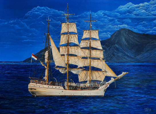 Bark "Europa"  Oil painting on canvas  Size 24"x32" (60cm x 80 cm) Victoria Kolomy