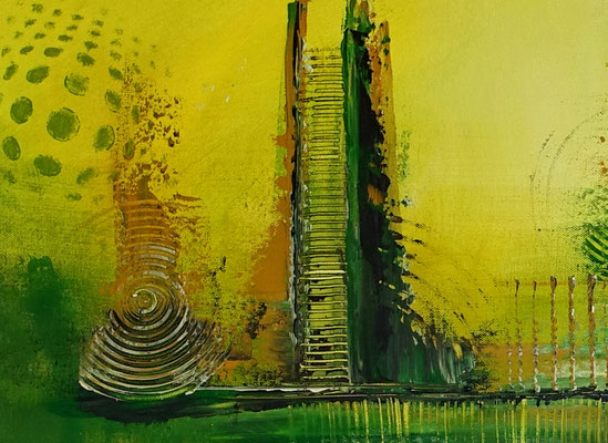 Grüne Lunge abstraktes Wandbild grün Leinwandbild handgemalt Acrylgemälde