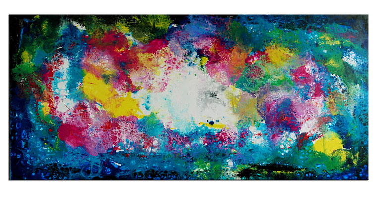 Supernova 3 abstrakte Kunst Malerei Original Gemälde Unikat Leinwand Wandbild 70x145
