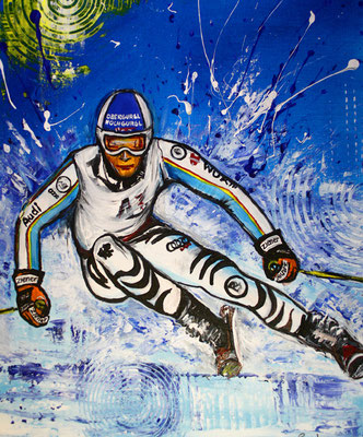 Fritz Dopfer Skifahrer Gemälde - für die ISPO 2017 in München