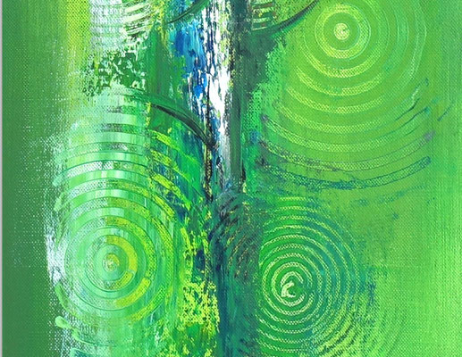 Wandbilder grün abstraktes Acrylbild zweiteilig hochformat 3+4 k