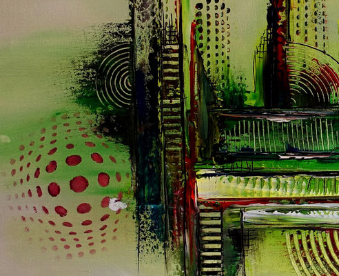 Naturklänge Acryl Malerei abstraktes grünes Wandbild Original Gemälde