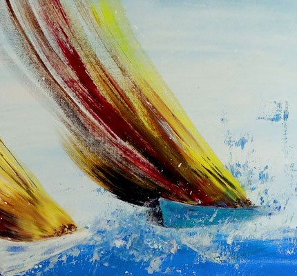Sturmsegler 70x100 moderne Kunst Malerei Segelboote abstrakt gemalt