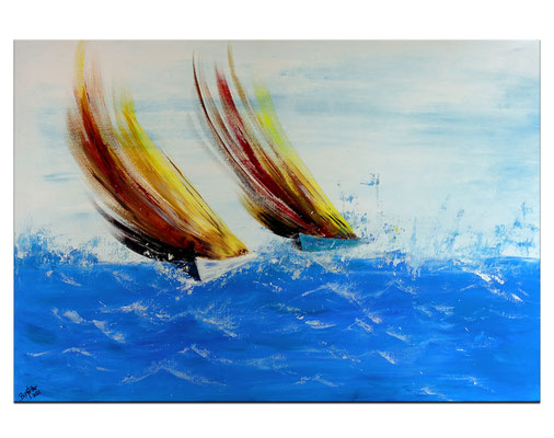 Sturmsegler 70x100 moderne Kunst Malerei Segelboote abstrakt 