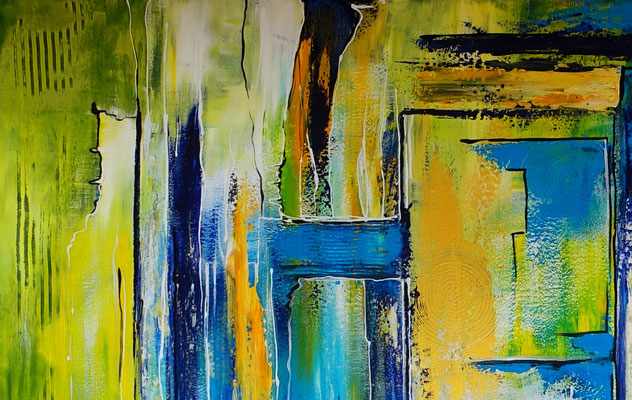 Abstraktes Wandbild XXL abstrakte Malerei blau - Burgstaller