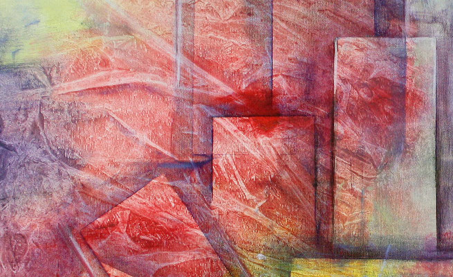 Planeten Stadt lila rot gelb bunt abstraktes Wandbild XXL Acrylbild handgemalt