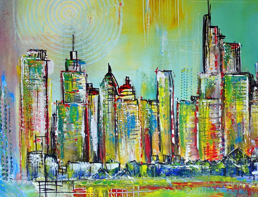 Nettesart Berlin Skyline Abstrakte Collage Leinwandbild