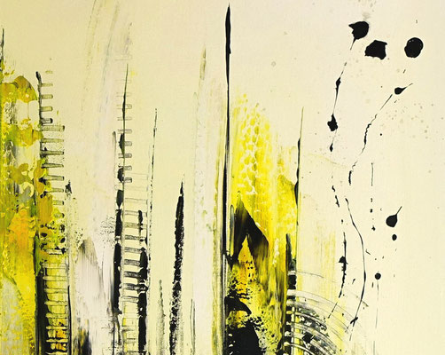 Skipping Acryl Malerei abstrakt gelb handgemaltes Wandbild Gemälde