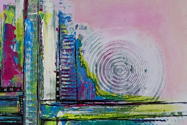 Portland abstraktes Leinwandbild rosa petrol moderne malerei kunstbild