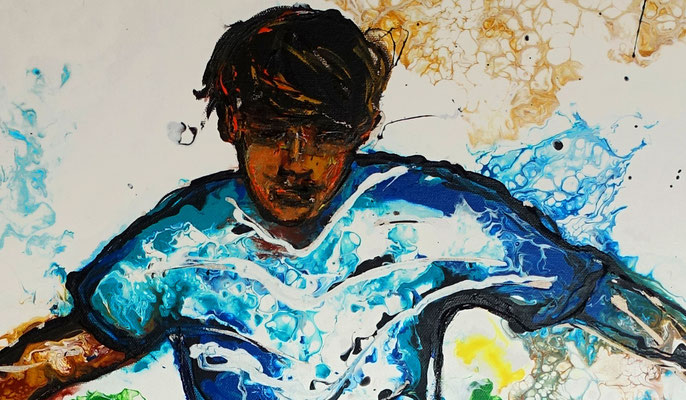Wandbild Tempodribbling Fußball Malerei Sportbild Kunstbild Gemälde